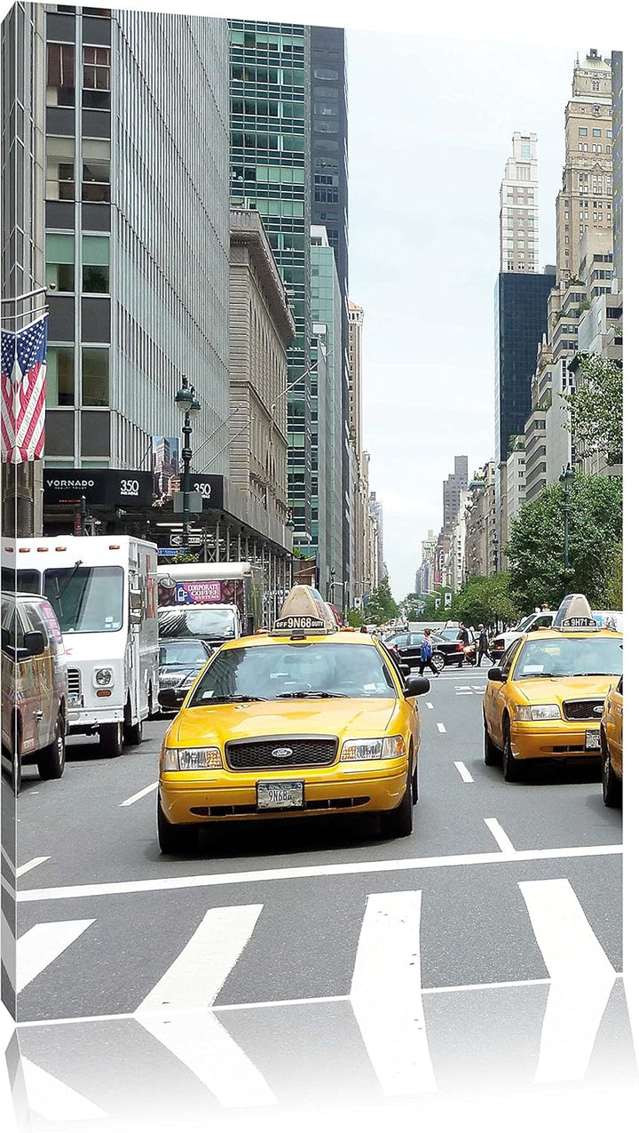 Pixxprint Taxi in New York City als Leinwandbild/Grösse: 100x70 / Wandbild/Kunstdruck/fertig bespann