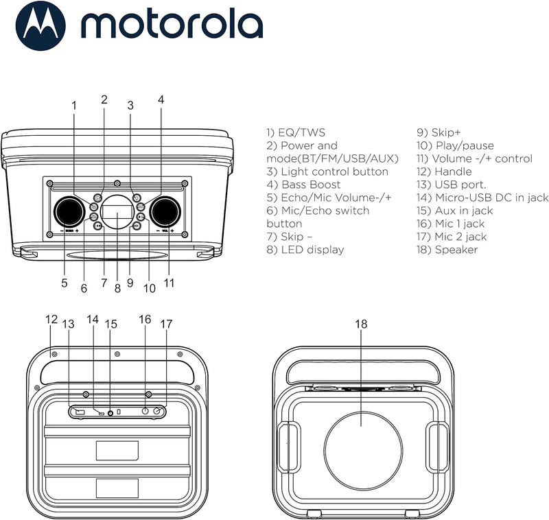 Motorola Sound ROKR 810 / Sonic Maxx 810 - Kabelloser Lautsprecher - 40 Watt - Bluetooth 5.0 - LED -