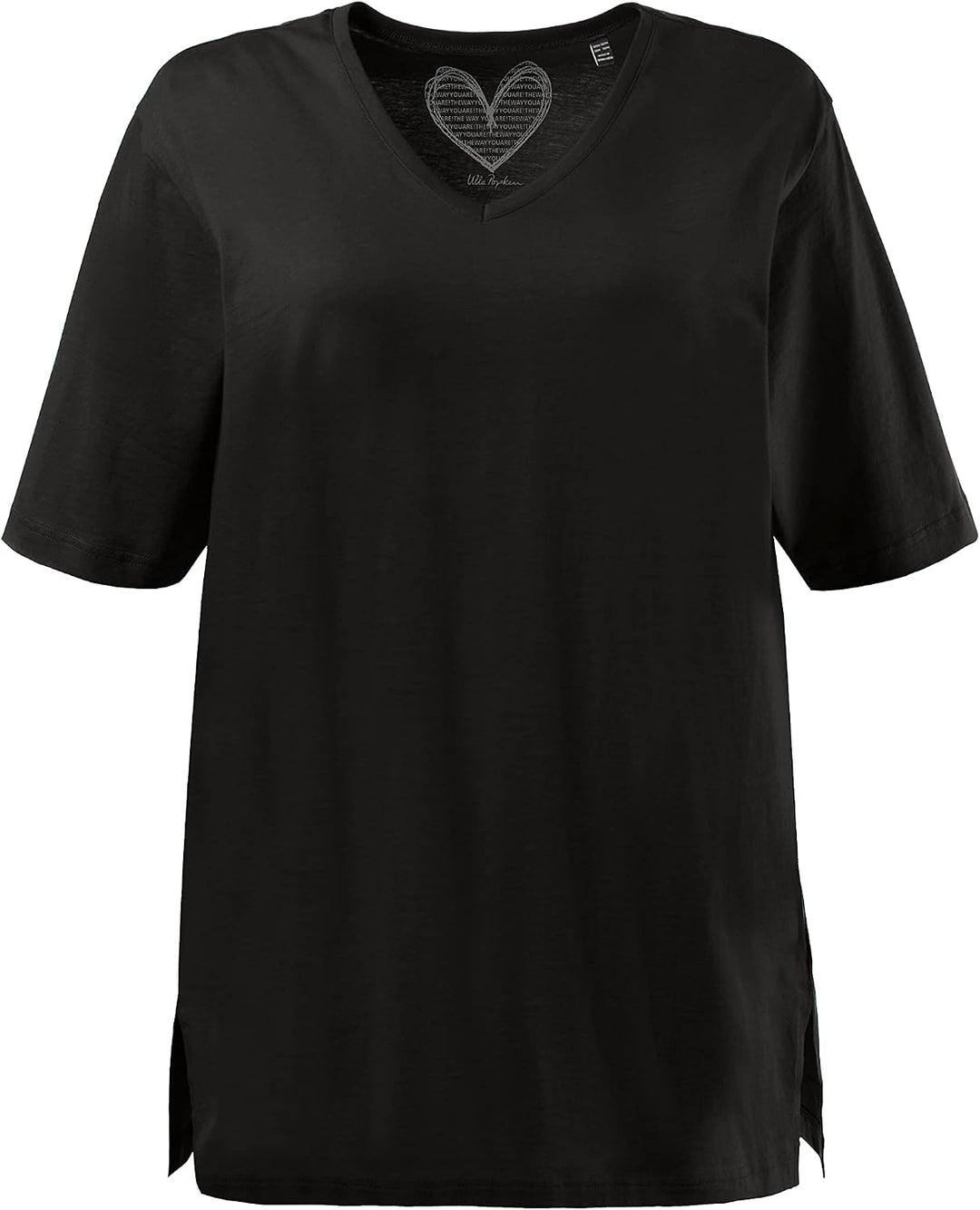 Ulla Popken Damen Basic-v-Shirt T 62-64 Schwarz, 62-64 Schwarz