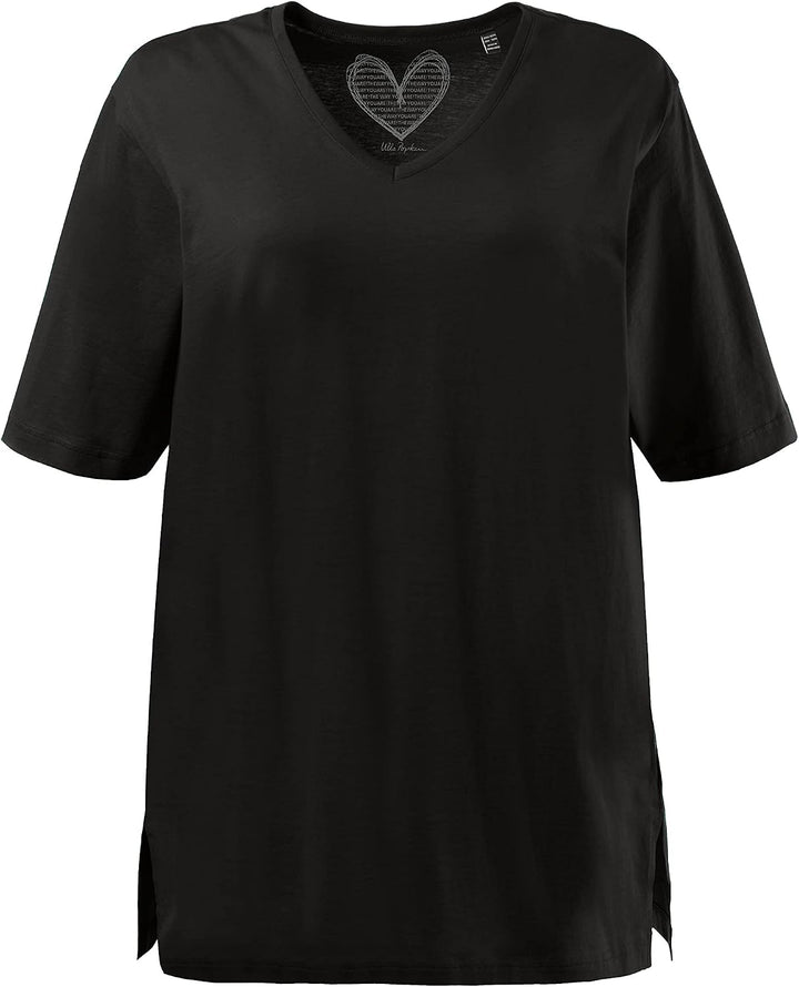 Ulla Popken Damen Basic-v-Shirt T 62-64 Schwarz, 62-64 Schwarz
