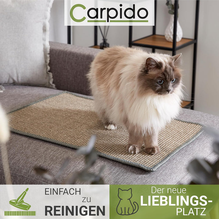Natürliche Katzenkratzmatte Grau 40 x 60 cm - Sisal Kratzmatte für Katzen - Robuster Kratzteppich fü