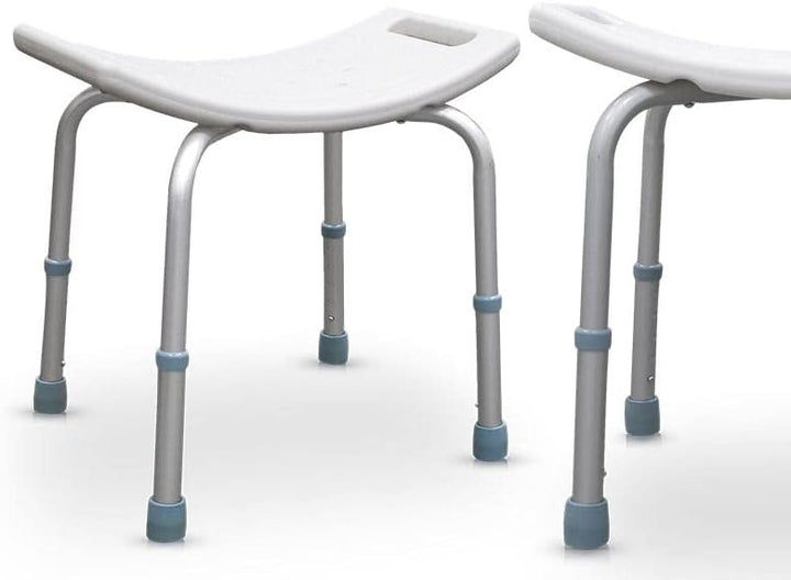 QUIRUMED Badezimmerhocker, höhenverstellbar, orthopädisch, PVC-Sitz, ergonomisch, rutschfeste Enden,