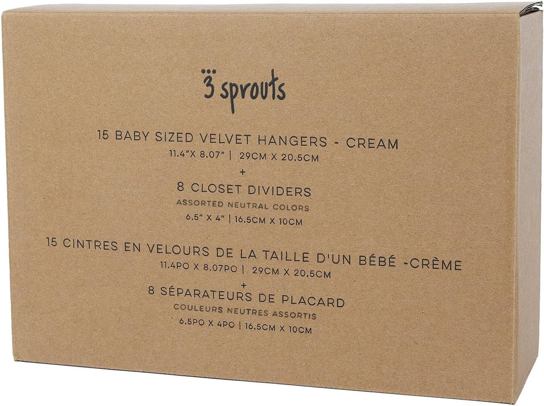 3 Sprouts Baby Schrank-Set, 15 Bügel und 8 Grössentrenner, Creme und Neutral Cremefarben und Neutral