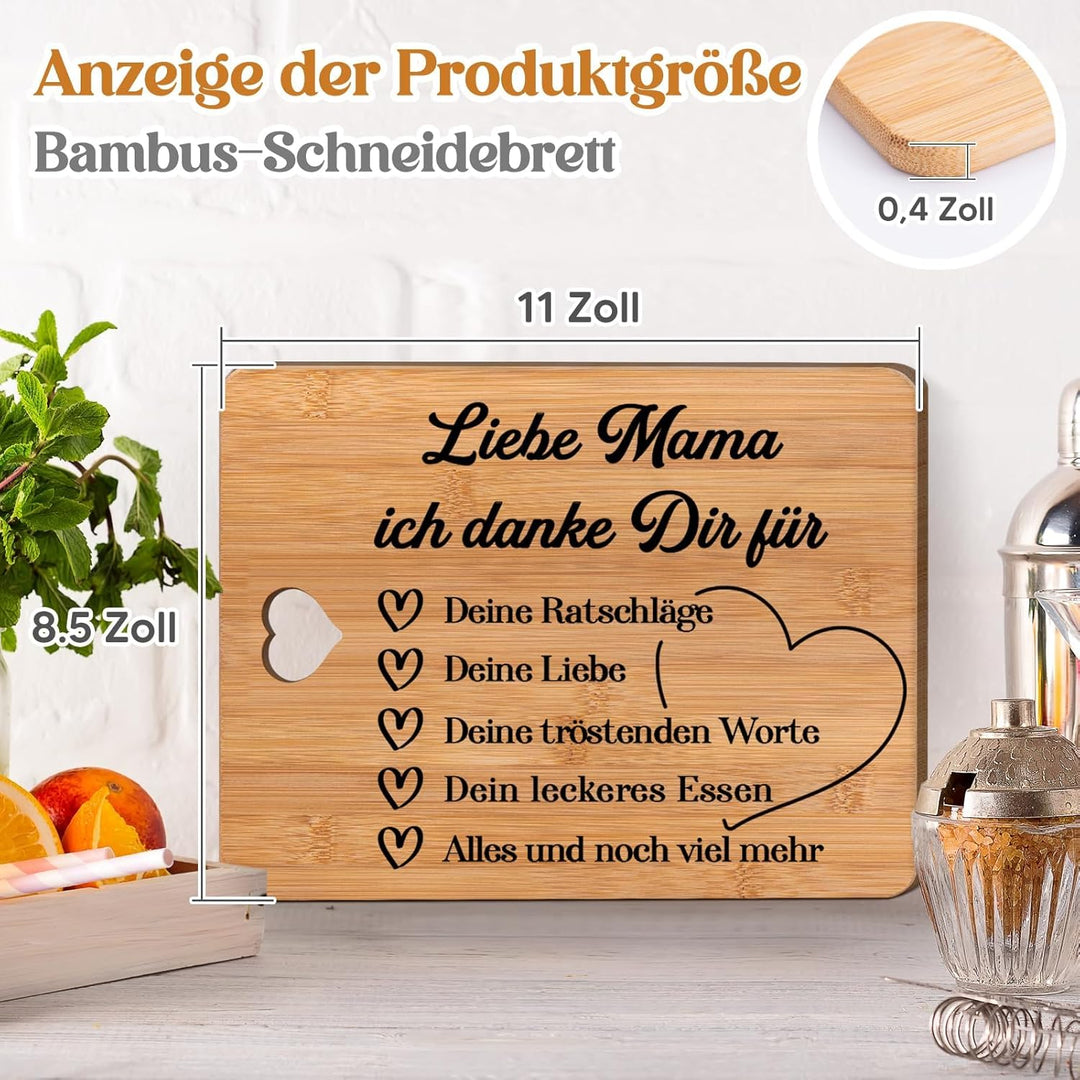 Weihnachtsgeschenke für Mama, Mama Geschenk - Bambus Schneidebrett, Geschenk für Mama zum Geburtstag