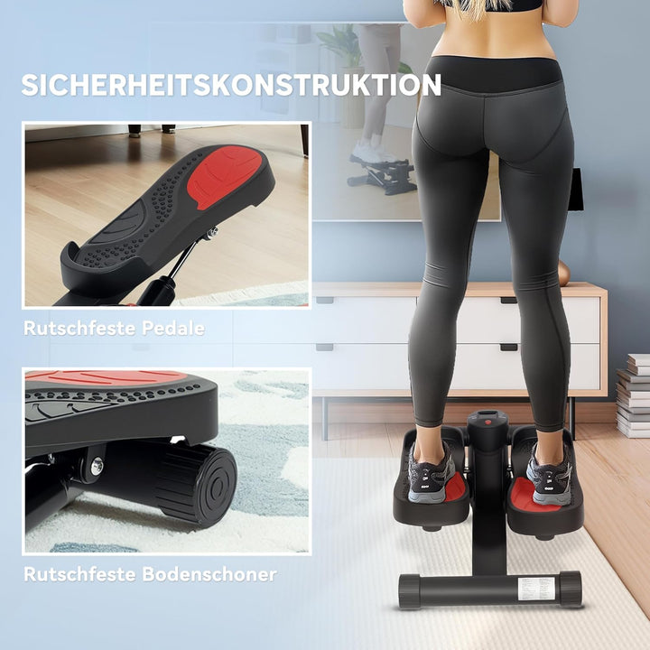 SPORTNOW Mini-Stepper für Zuhause Stepper Hometrainer mit LCD-Display, Fitness-Stepper bis 100 kg fü
