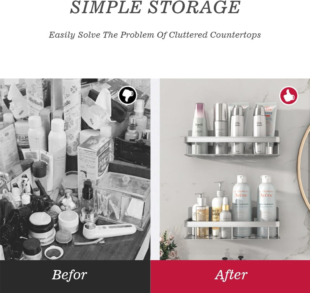 Duschablage Ohne Bohren, 2 Stück Badezimmer Regal, Badregal Bad Organizer Rostfrei Duschregal für Sh