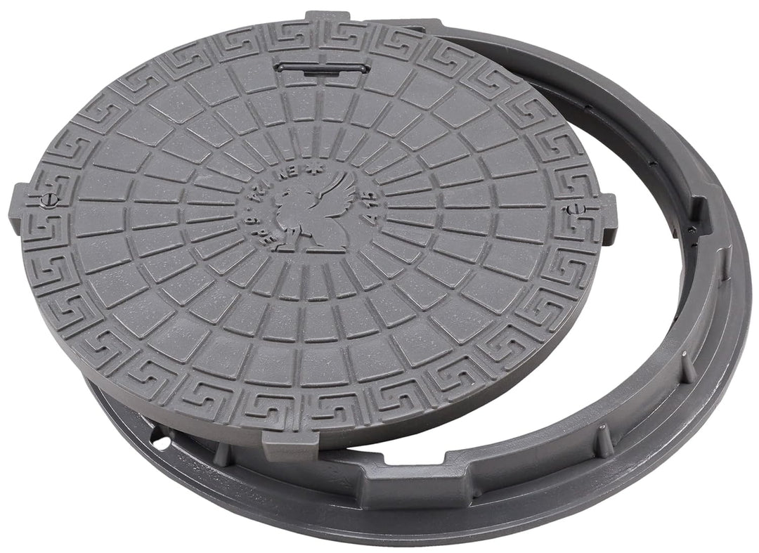 BABYLONPLAST Schachtabdeckung, Kanaldeckel DN600/780, Deckel Kunststoff Schachtdeckel A15, mit Siche
