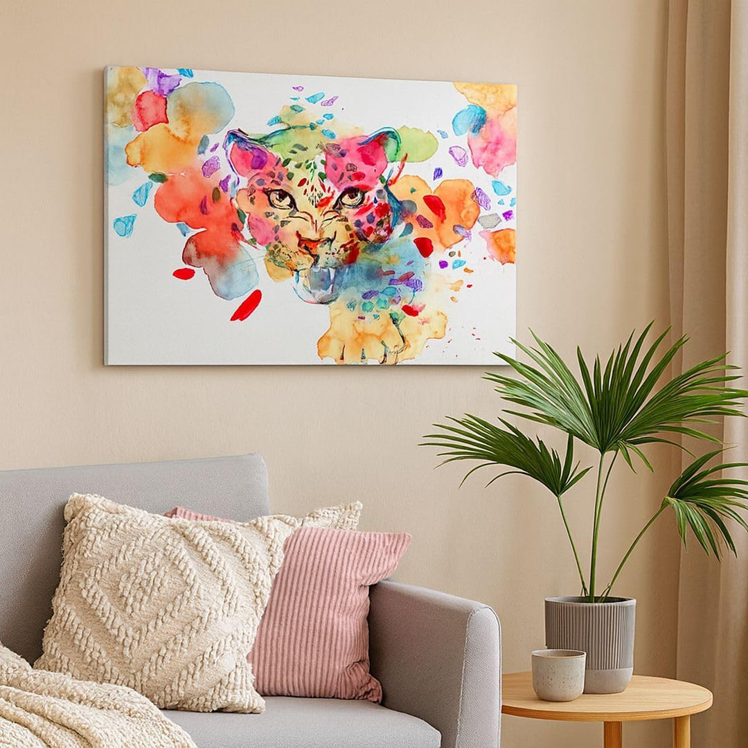 Bilder auf Leinwand Farbe Konzept Katze Leinwandbild mit Rahmen 70x50cm Wandbilder Dekoration Wohnzi