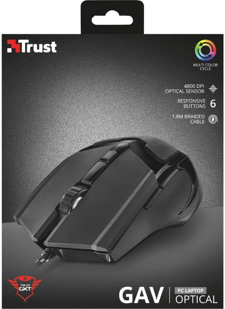 Trust Gaming GXT 101 Gaming Maus (4800 DPI, 6 Tasten, LED-Beleuchtung) Schwarz