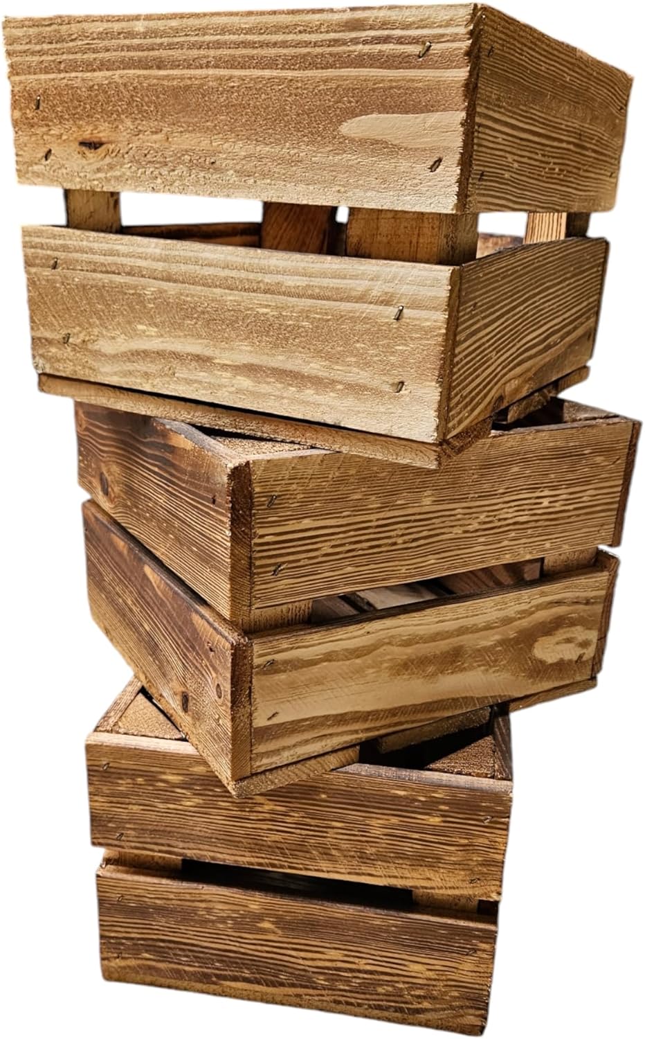 Teramico Set aus 3 geflammten NEUEN Holzkisten (22x20x15 cm) | PERFEKT als GESCHENKBOX oder RUSTIKAL