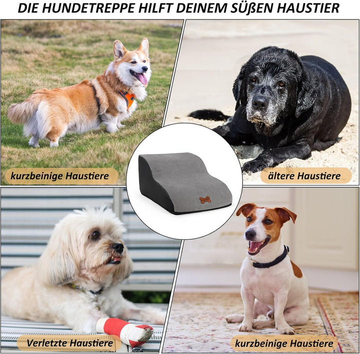 CALIYO Hundetreppe 4 Stufen, Hundetreppe für Kleine Hunde, Katzentreppe 50 cm hoch, Haustiertreppe m