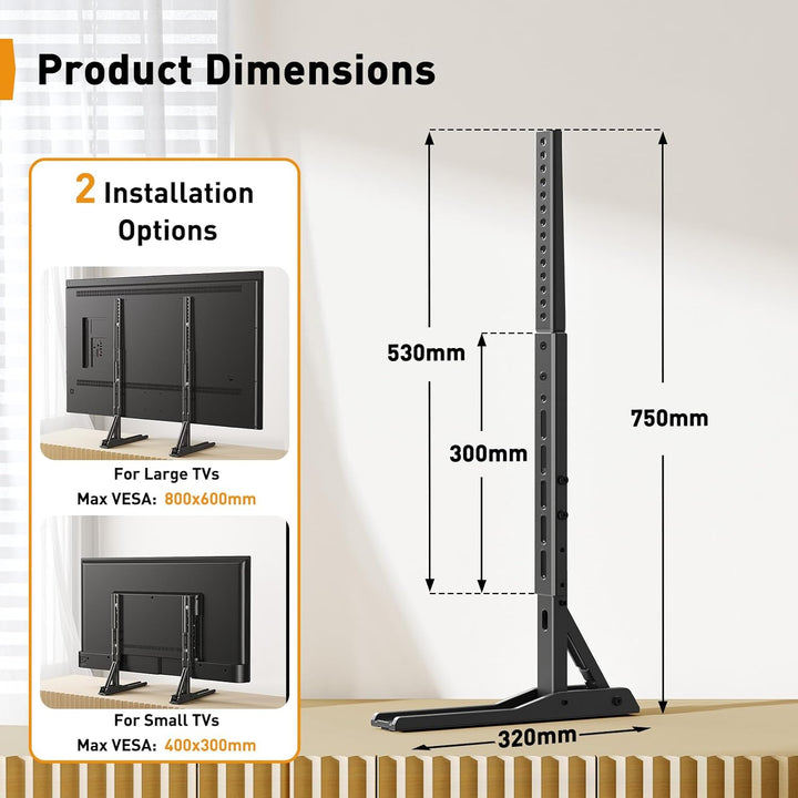Perlegear Universal TV Standfüsse Füsse für 22-70 Zoll Fernseher, Tisch TV Ständer Standfuss mit 3 H