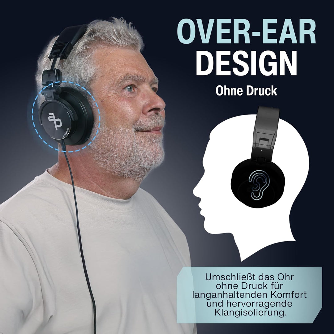 audio pirates - John DJ - Over-Ear Kopfhörer – Kopfhörer Klinkenstecker mit Case, DJ-Sound, 3m Kabel