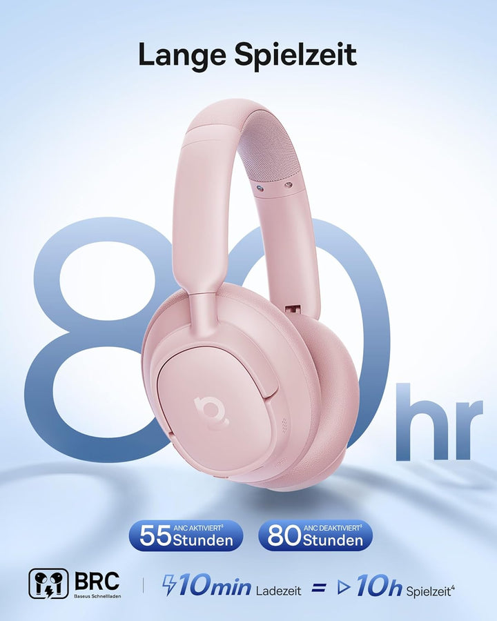 Baseus EH10 NC Bluetooth Kopfhörer mit -45dB Hybrid Active Geräuschisolierung, Over-Ear Kopfhörer mi
