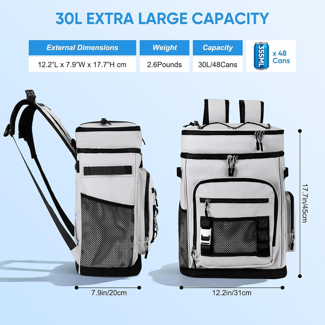Kühlrucksack 30L, Grosser Isolierte Kühltasche für Herren und Damen, auslaufsicher Wasserdichter, Is