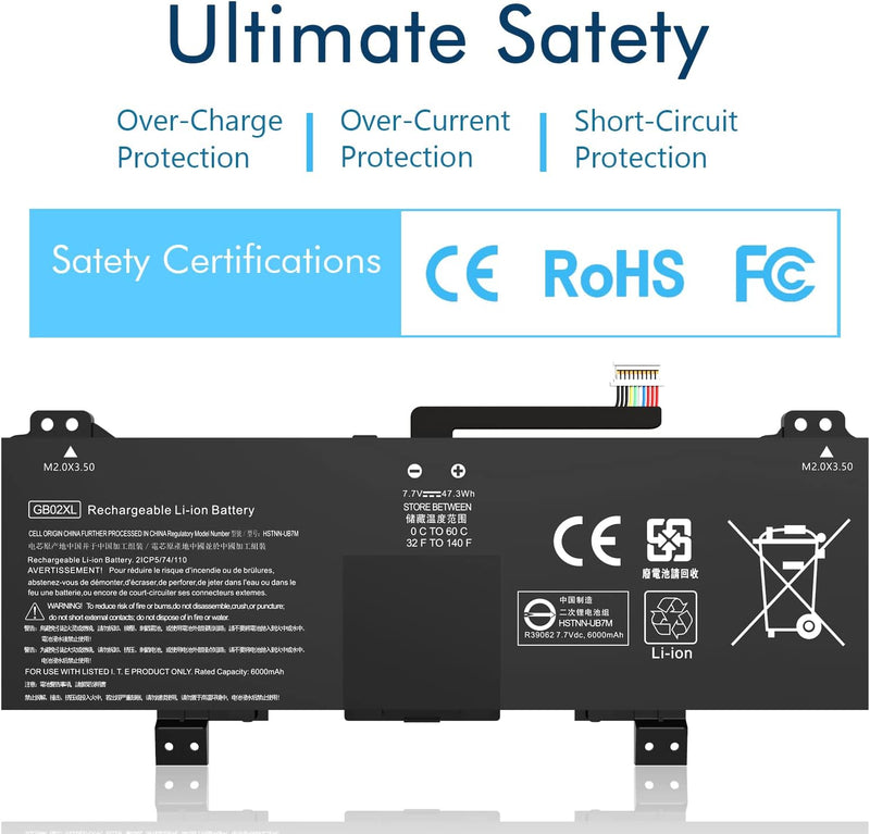 Ersatz-Akku GB02XL für HP Chromebook G2 EE 11 x360 14-DB0051CL Serie Notebook HSTNN-IB8W L42583-005