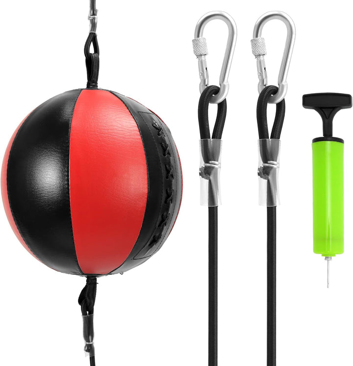 QWORK® Doppelendball Punchingball Speedball Set für MMA und Boxtraining - Hochwertiges PU-Leder - In