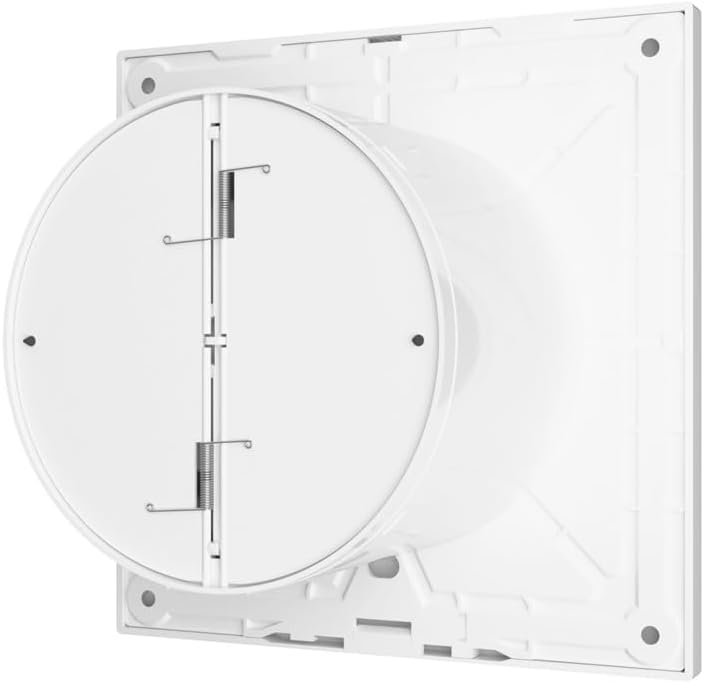 Vlano Badlüfter EOS 125 H WH, mit Feuchtigkeitssensor &amp; Nachlauf, 125 mm, Glasfrontplatte, Rückschla