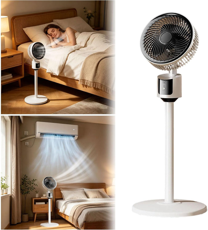 Standventilator für Schlafzimmer Upgraded Raumluftzirkulator Leise | Für den Innenbereich Schwarz, S