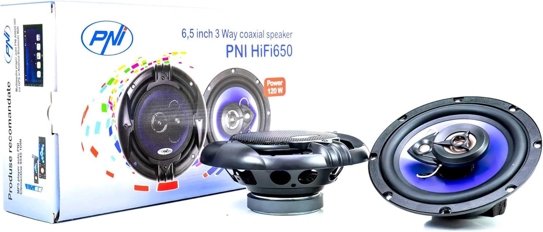 PNI HiFi650 Koaxial-Autolautsprecher, 120 W, 16,5 cm, 3 Pferde, inklusive Gitter 2er-Set