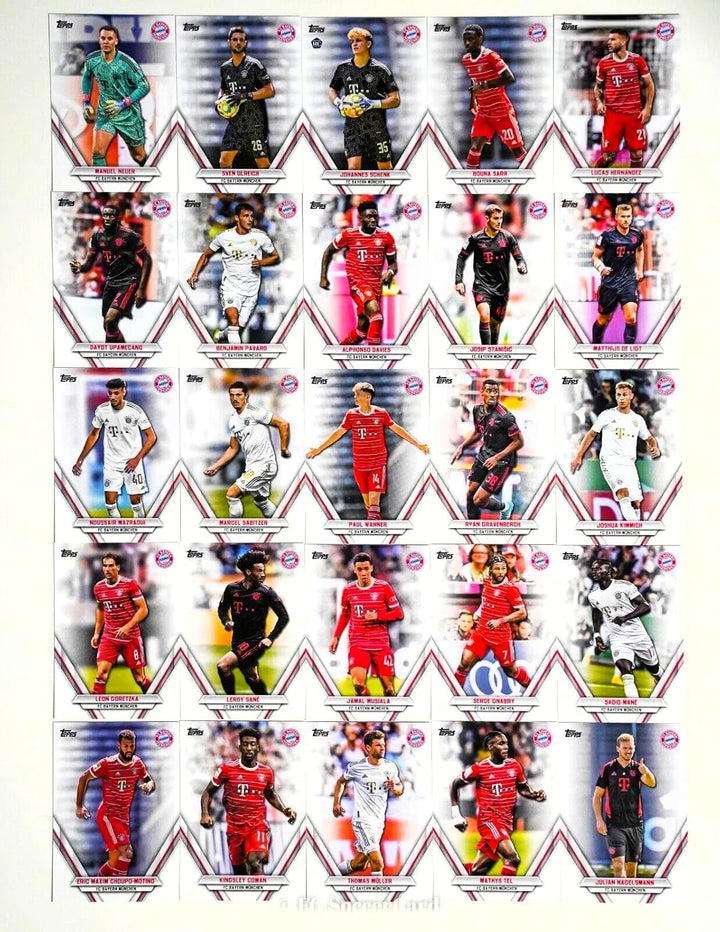 Topps FC Bayern München Team Set 2022-23 - Set 50 Basecards + 26 Inserts komplett Musiala Gwinn