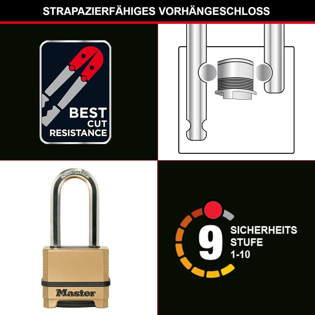 MASTER LOCK Hochleistungsvorhängeschloss [Zahlenkombination] [Zinkgehäuse] [Aussenbereich] M175EURDL