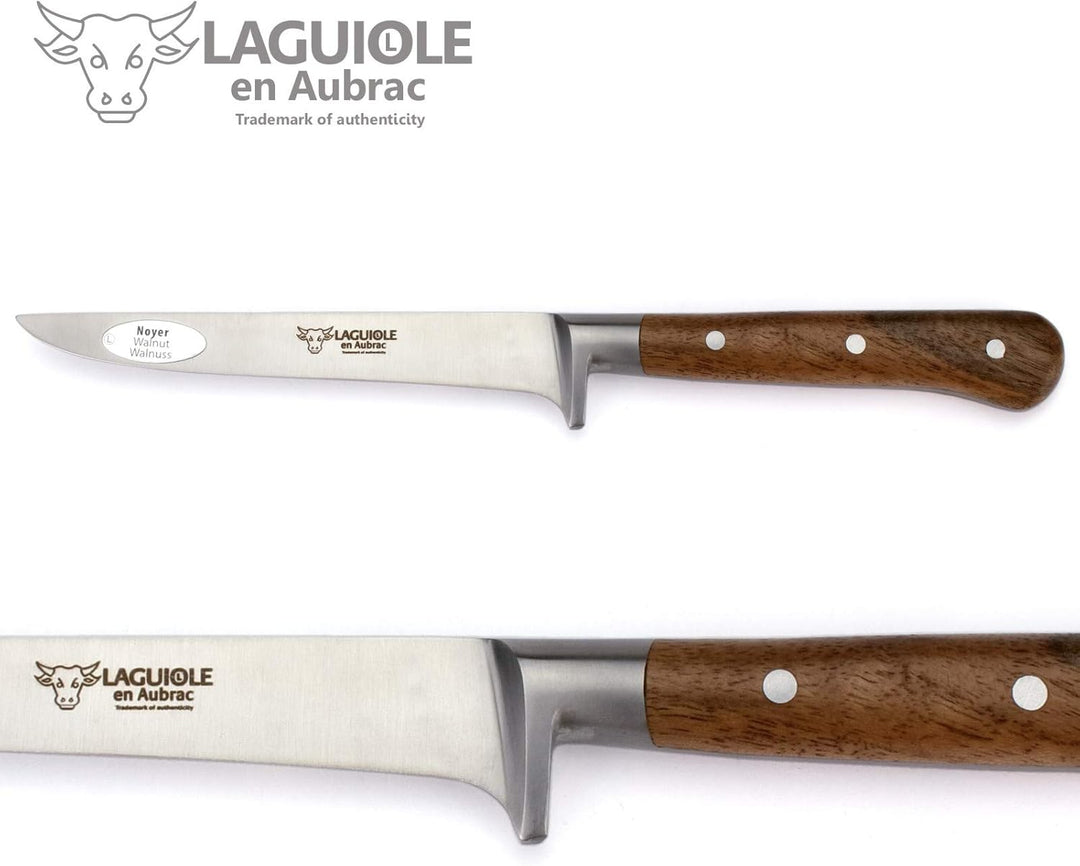 Laguiole en Aubrac Entbeinmesser Ausbeinmesser - Klinge 13 cm - Griff Walnussholz Nussbaum - Geschmi