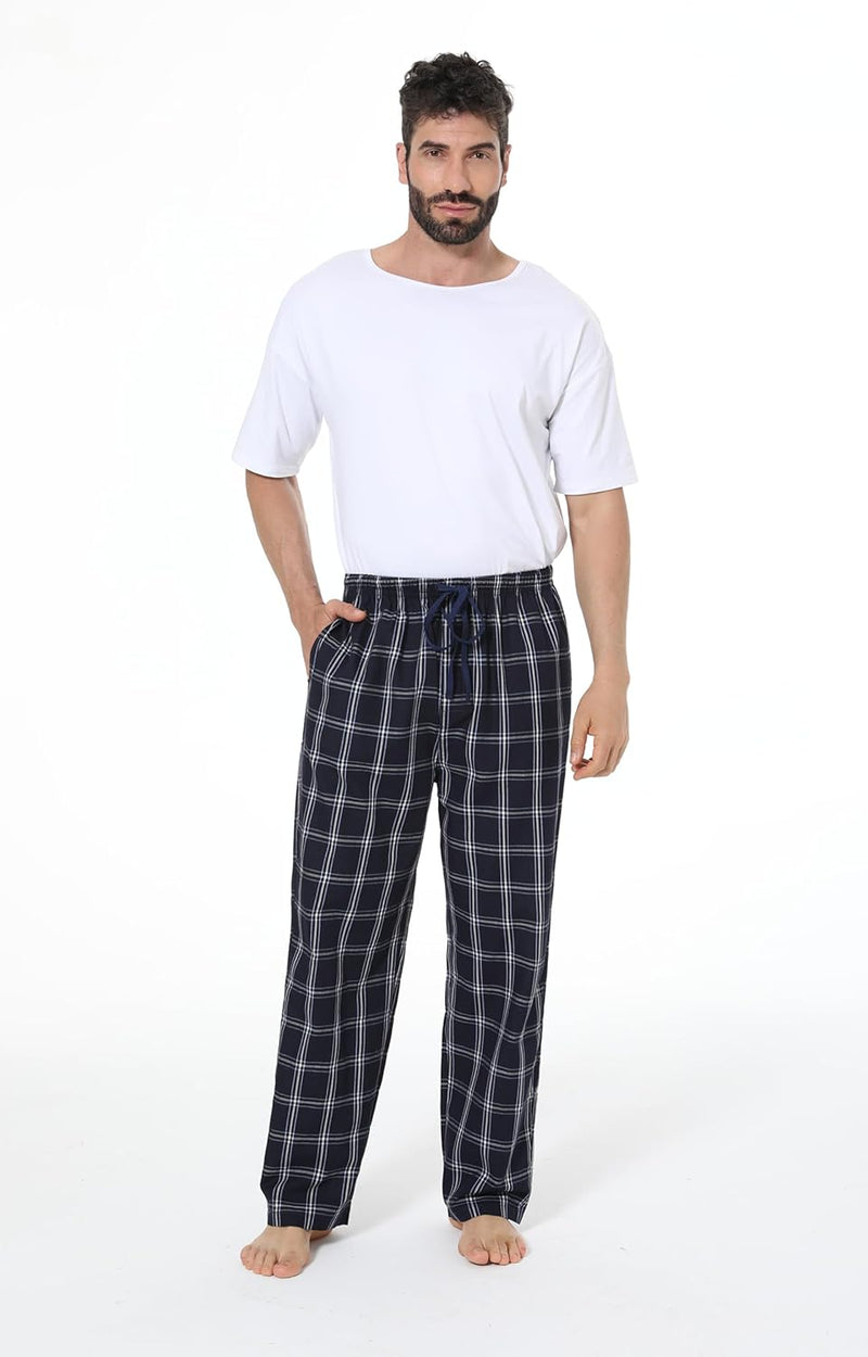 JupiterSecret Herren Pyjamahose Lang Schlafanzughosen für Herren Karierte Nachtwäsche 3er Packs 100%