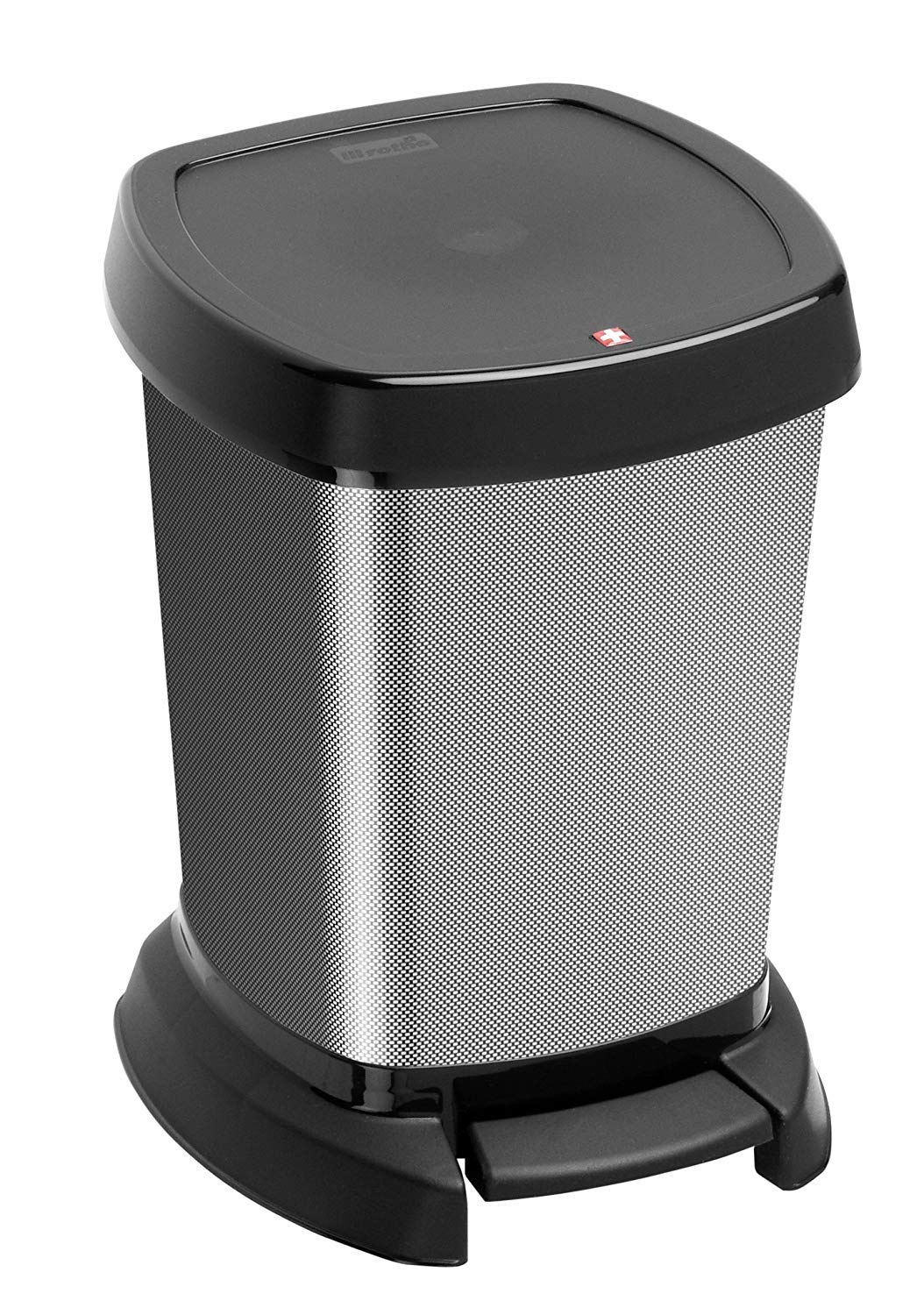 Rotho Paso Mülleimer 6l für das Bad mit Deckel, Kunststoff (PP) BPA-frei, carbonmetallic, 6l (23.4 x