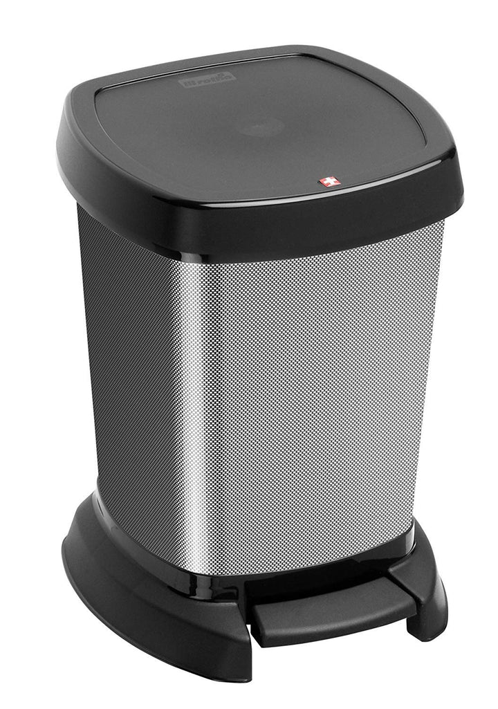 Rotho Paso Mülleimer 6l für das Bad mit Deckel, Kunststoff (PP) BPA-frei, carbonmetallic, 6l (23.4 x