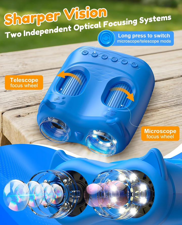 1000X Tragbares Digital Mikroskop für Kinder: 2-in-1 Mikroskop & Teleskop mit 4K 2,0" IPS Display, T