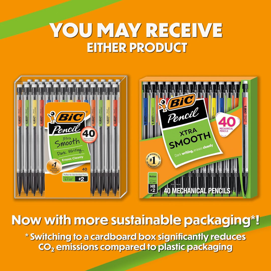 Bic Mechanical Pencils, 40 count, Black barrel with multi color clips by BIC