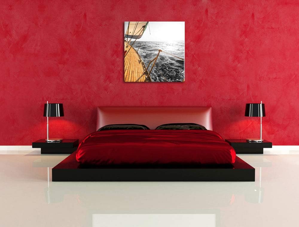 Pixxprint schief liegendes Segelboot als Leinwandbild/Grösse: 70x70 cm/Wandbild/Kunstdruck/fertig be