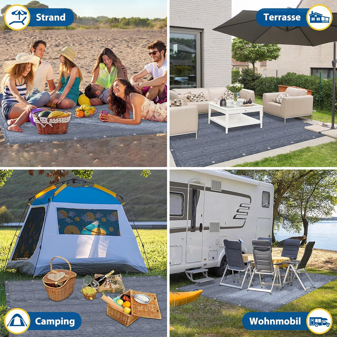 FIVMEN Vorzeltteppich 250x250cm Camping Teppich Outdoor rutschfest Waschbare Markisenteppich Zelttep