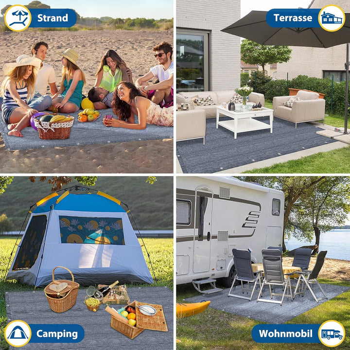 FIVMEN Vorzeltteppich 250x250cm Camping Teppich Outdoor rutschfest Waschbare Markisenteppich Zelttep