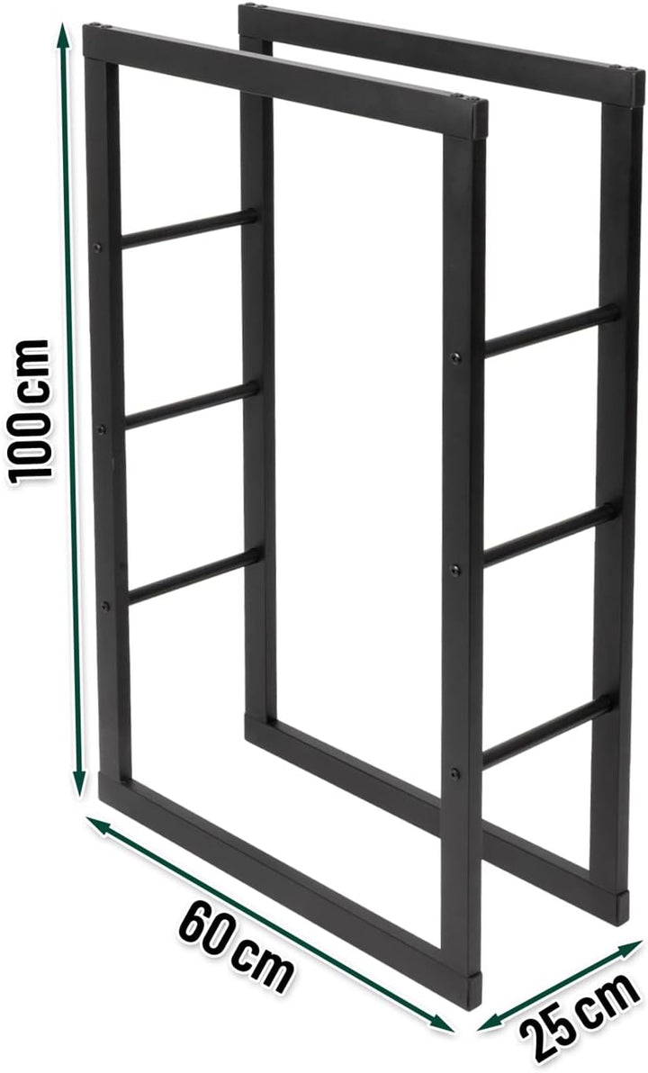 VOSS.garden Brennholzregal Stahl, Kaminholzregal, Feuerholzregal 60x25x100cm, schwarz