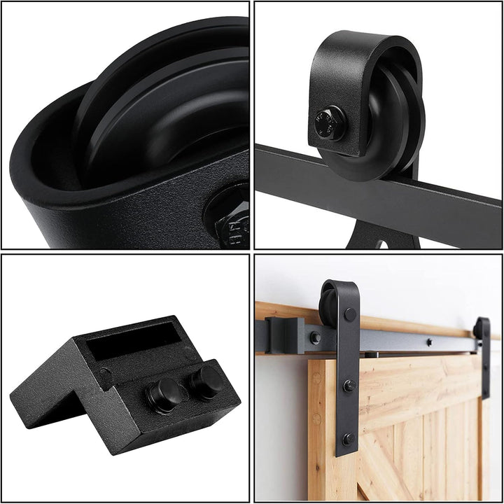 Yakimz 366cm (11.9FT) Schiebetürbeschlag Set, Schiebetürsystem, Laufschiene Hängeschiene aus Kohlens