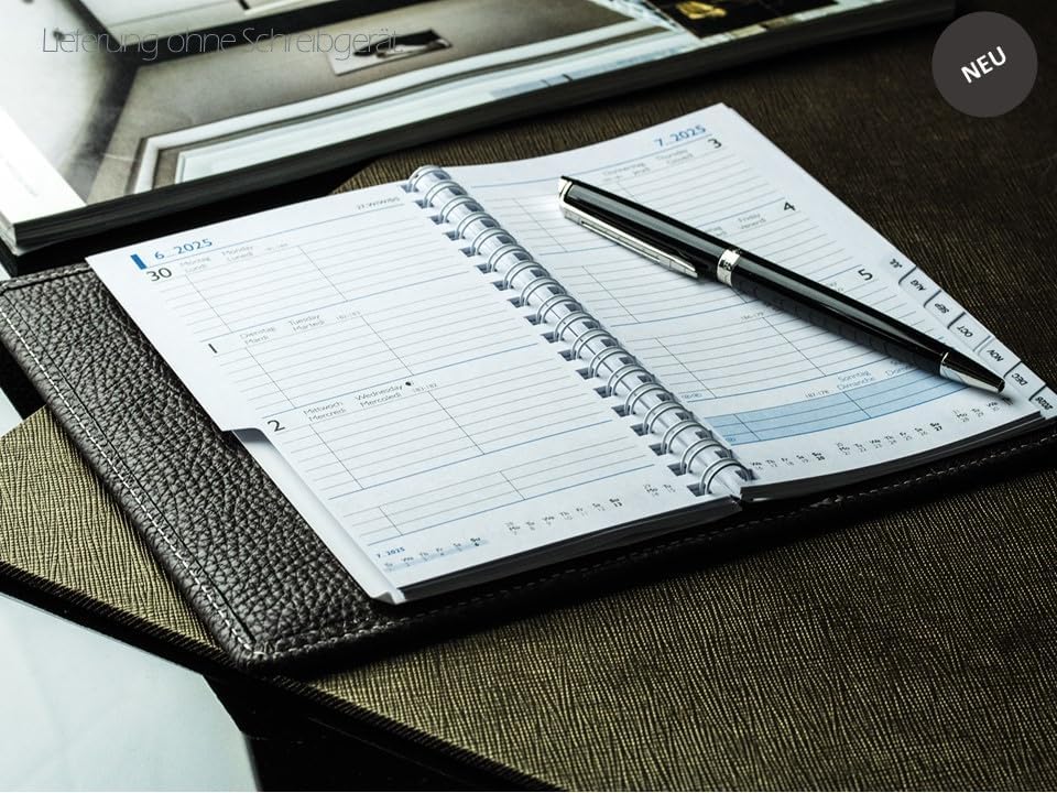 DELMON VARONE - Personalisierbarer Taschenkalender 2025 Soft Grain Leder braun - Organizer Wochenpla