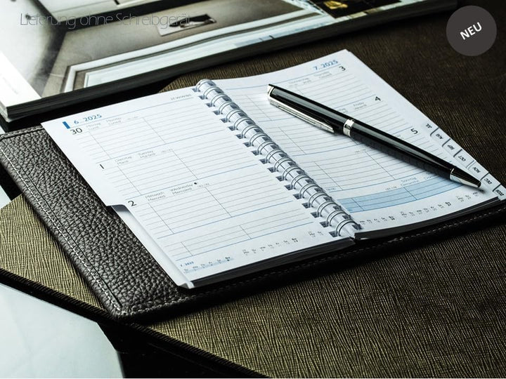 DELMON VARONE - Personalisierbarer Taschenkalender 2025 Soft Grain Leder braun - Organizer Wochenpla