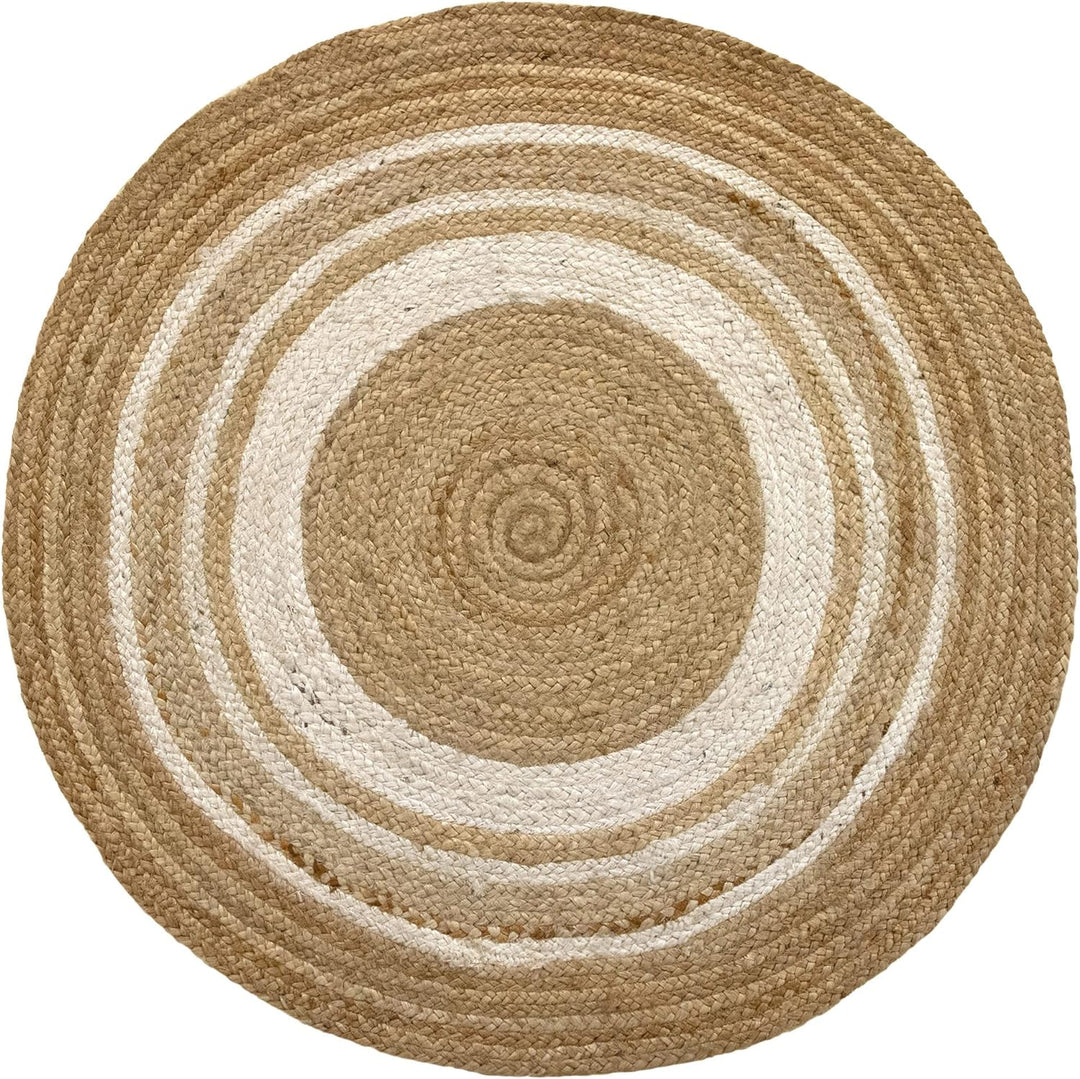 HAMID Jute Teppich Rund, Alhambra Teppich Handgewebt 100% Naturfaser de Jute, Wohnzimmer, Schlafzimm