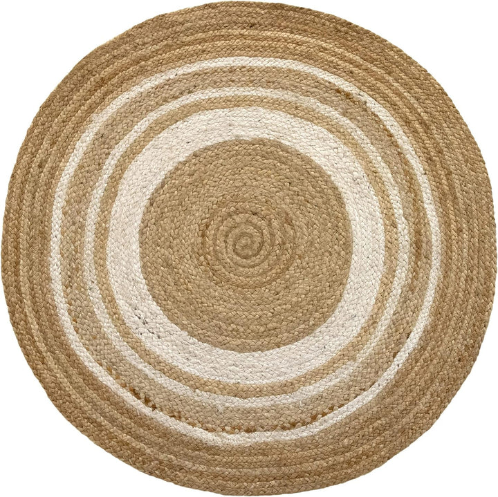 HAMID Jute Teppich Rund, Alhambra Teppich Handgewebt 100% Naturfaser de Jute, Wohnzimmer, Schlafzimm