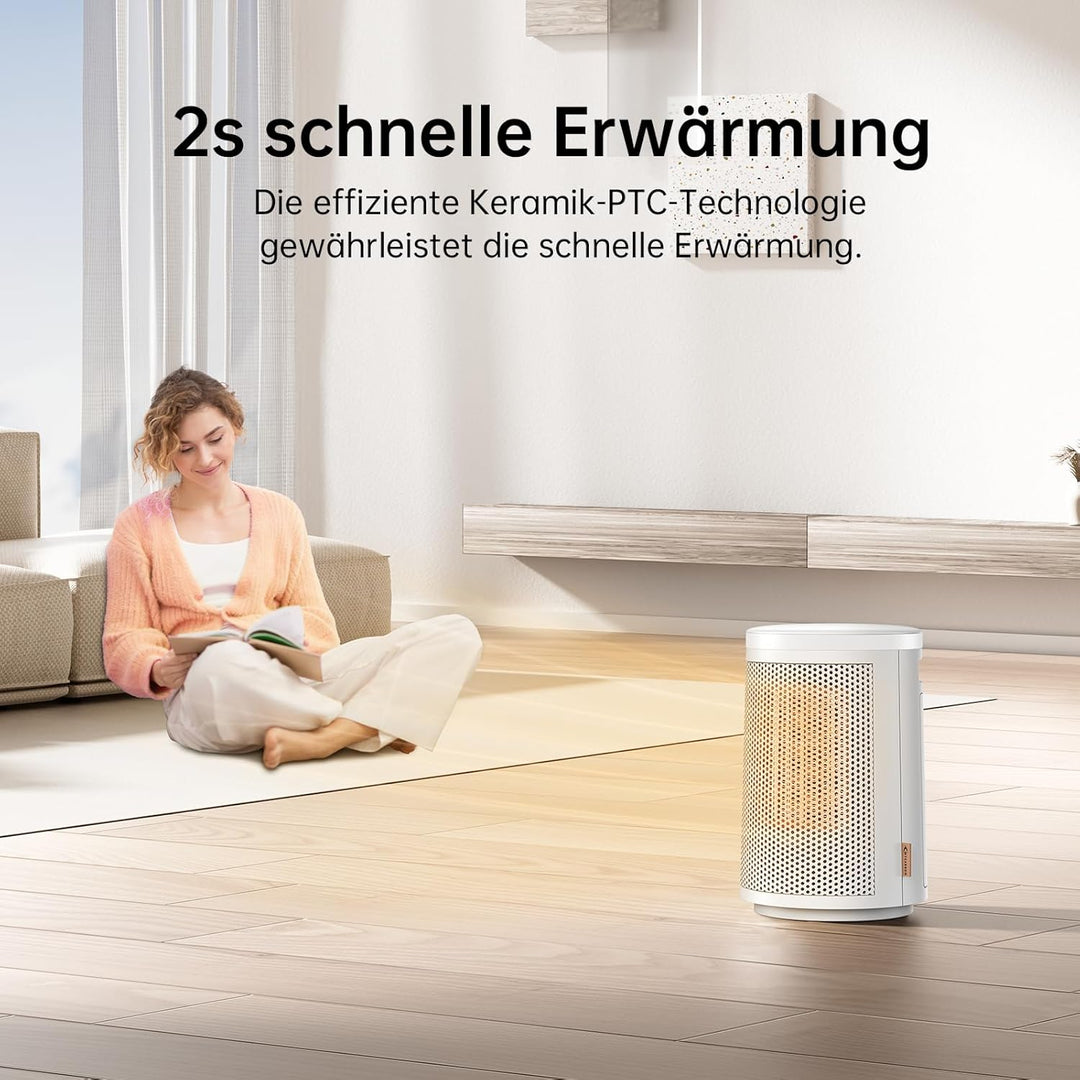 MYCARBON Heizlüfter Bad 900W/1500W Heizlüfter Energiesparend leise Thermostat 8H Timer 60°Oszillatio