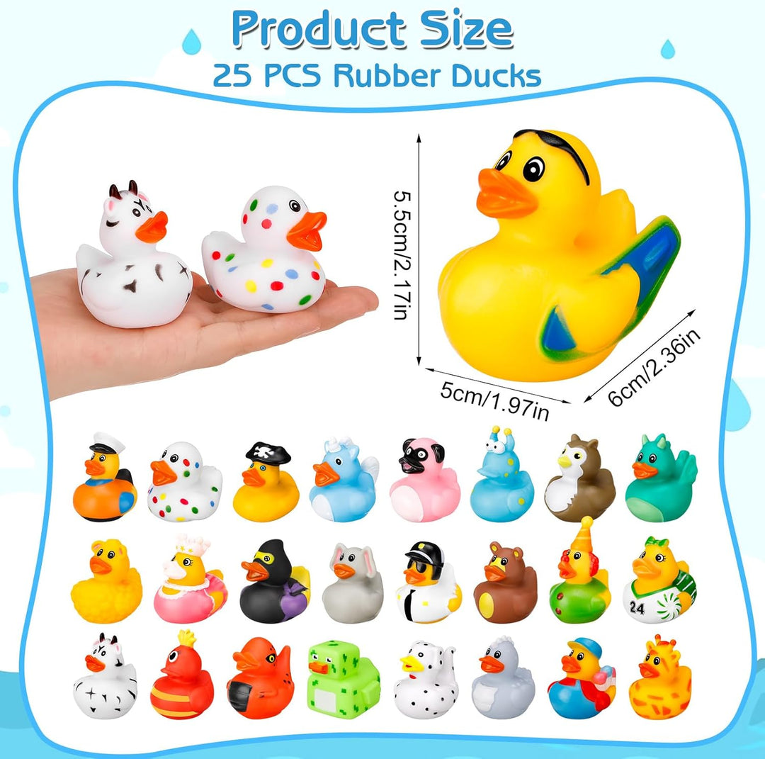 25 Stück Gummi Badeenten Bunt Gummiente Schwimmer und Bade Enten Rubber Duck Kinder Badewannenspielz