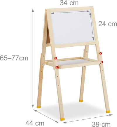 Relaxdays Standtafel Kinder, beidseitig magnetisch, höhenverstellbar, HBT 77x39x44,5 cm, Whiteboard