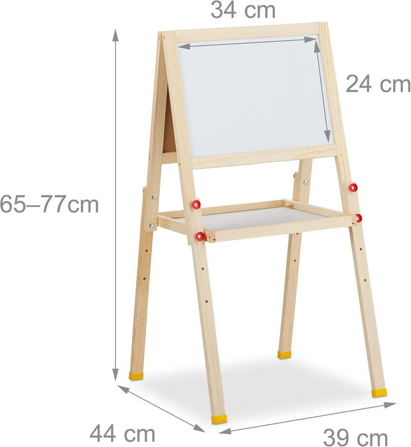 Relaxdays Standtafel Kinder, beidseitig magnetisch, höhenverstellbar, HBT 77x39x44,5 cm, Whiteboard