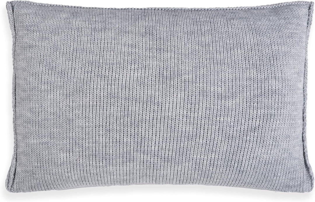 KNIT FACTORY - Uni Zierkissen - Rechteckige Sofa Kissen - Grau - Gestrickter Dekokissen - Couchkisse