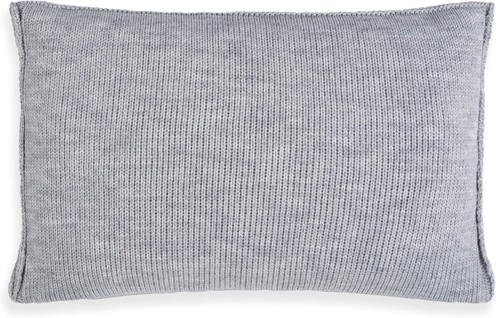 KNIT FACTORY - Uni Zierkissen - Rechteckige Sofa Kissen - Grau - Gestrickter Dekokissen - Couchkisse