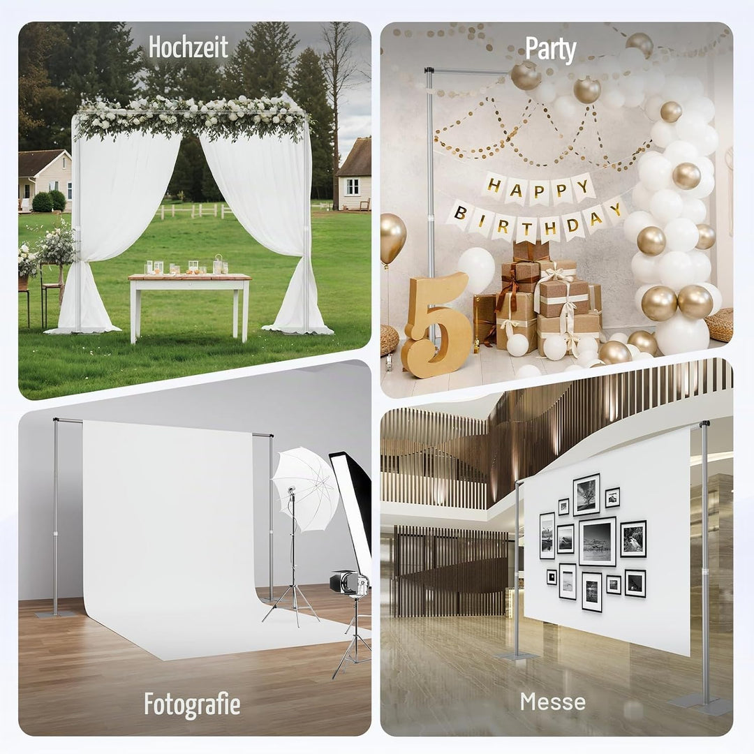 EMART Foto Hintergrund Ständer 3 x 3 m, Heavy Duty Hintergrundständer mit Metallstahlbasis, Verstell