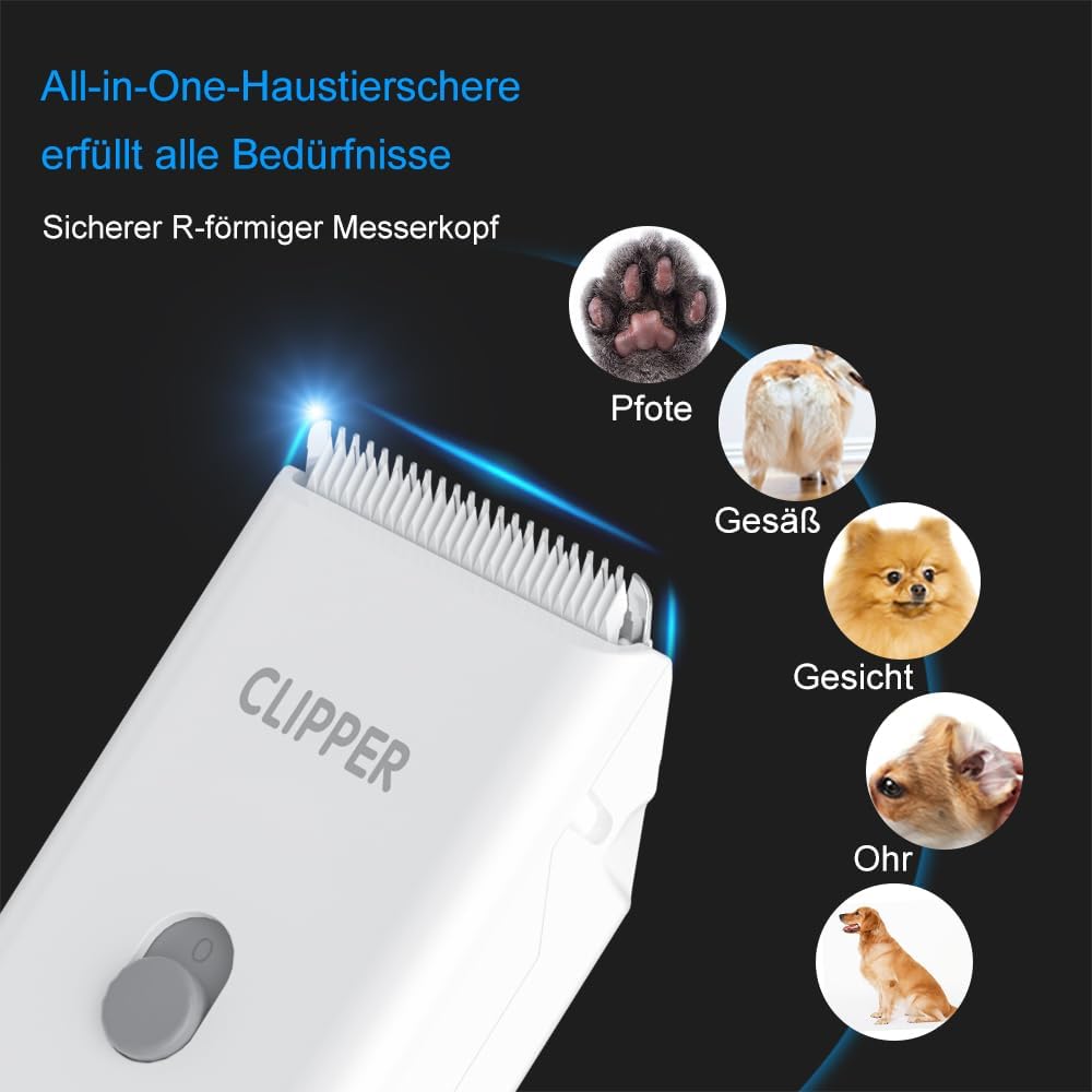 ENSSU Hundeschermaschine, kabelloses, wiederaufladbares Hundepflege-Set Katzenhaarschneidemaschine f