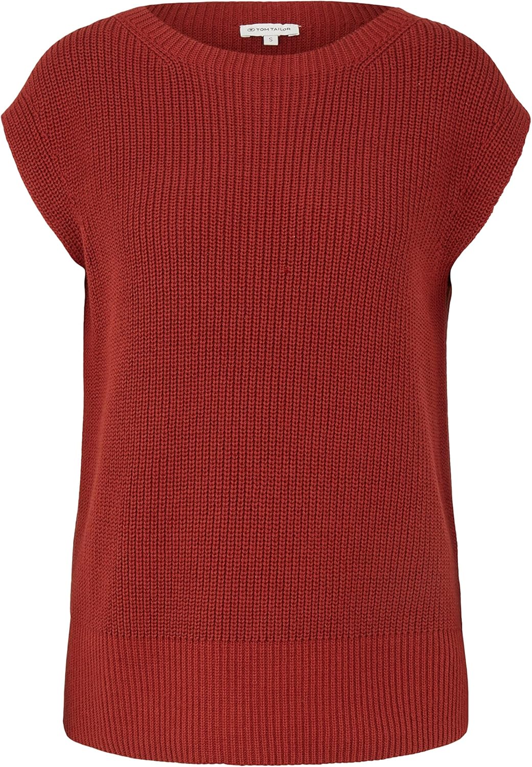 TOM TAILOR Damen Strickpullover ohne Ärmel S 27470 - Dark Maroon Red, S 27470 - Dark Maroon Red